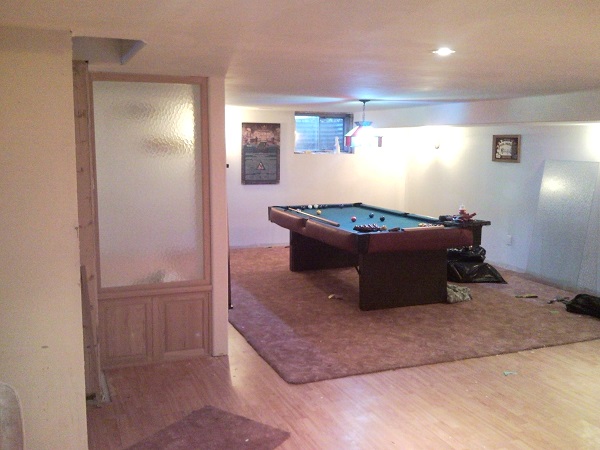Basement with laminate flooring