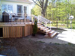 Deck with metal railings